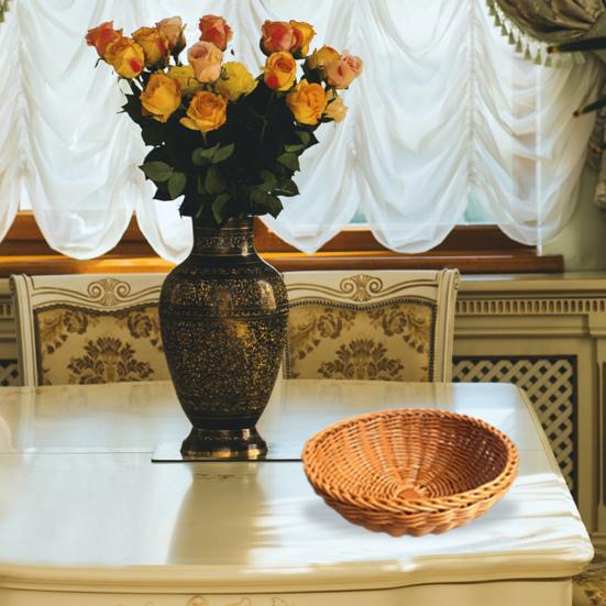 Storage Basket Handcrafted Quick Drainage PP Large Rattan Wave Wicker Serving Basket Kitchen Utensils