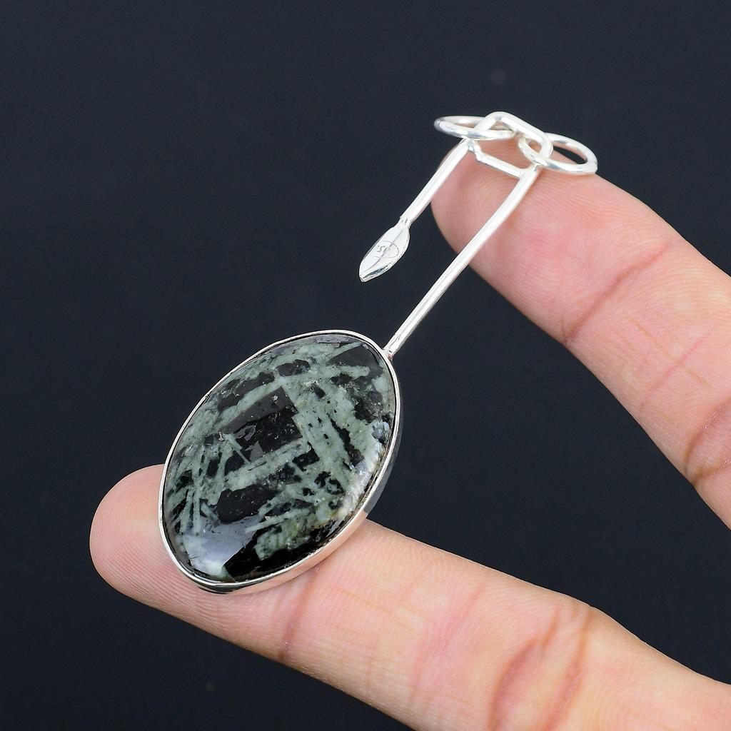 Mothers day Deal 925 Silver Oval Natural Star Galaxy Jasper Handmade New Pendant