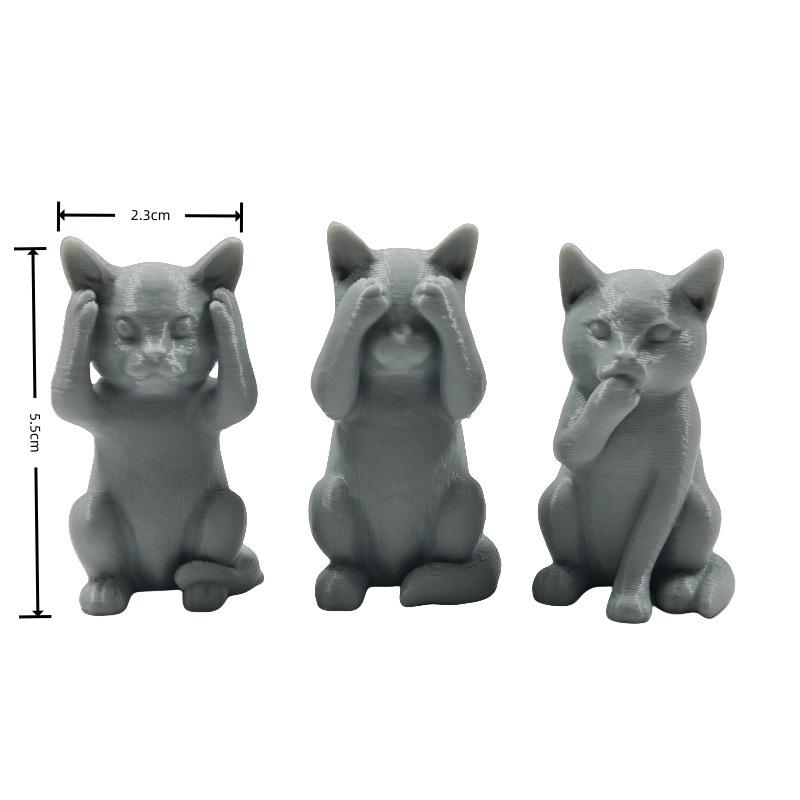 3PCS Cute Creative Simulated Kittens, "Invisible Evil" Learning Office Car Decoration and Garden Balcony Landscape Micro Crafts