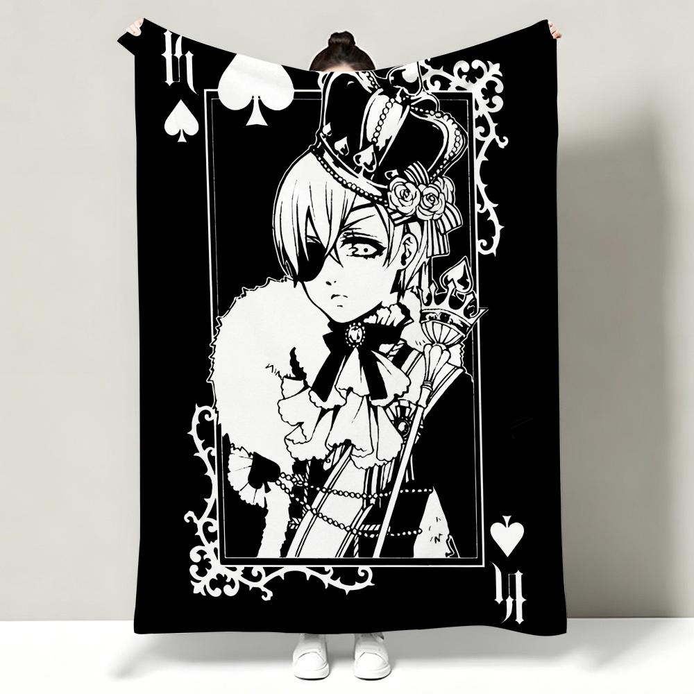 Coperta Plaid Morbida Calda in Flanella Anime B-Black B-Butler S-Square E-Enix, Multiuso per Divano Letto Ufficio Riposo