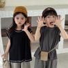 Jiaye 2026 Unisex Baby Summer Vest T-Shirt - Contrast Stitching, Loose Fit