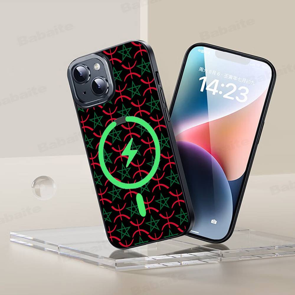 Morocco Map Flag Magnetic Case For IPhone 17 16 14 13 12 11 15 Pro Max Plus Wireless Charge Phone Cover