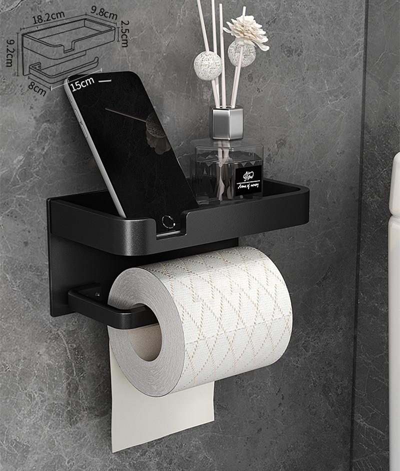 Space Aluminum Bathroom Paper Holder Roll Holder Phone Black&Gold SHhelf Mobile Phone Towel Rack Toilet Paper Holder Tissue Box