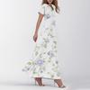 Women's Summer Casual Fashion Floral Print Dress V Neck Short Sleeve Dress