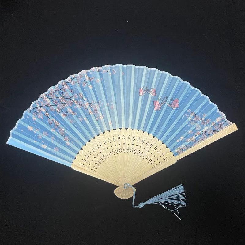 Evantai de mână pliabil din mătase vintage, evantaie chinezești din bambus, cadouri artizanale, recuzită pentru spectacole de dans pentru femei, decorațiune pentru casă