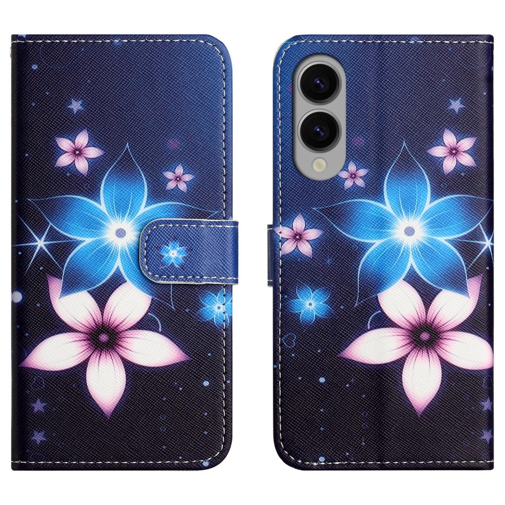 For Samsung Galaxy S25 Edge Case Pattern Print PU Leather Wallet Phone Cover Cross Texture