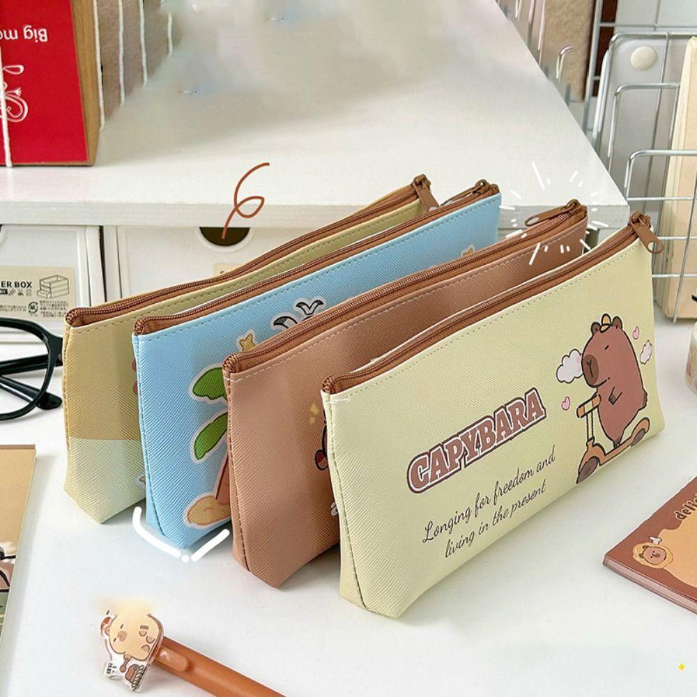 Capybara Pen Bag Kawaii Stationery Storage Pouch Portable Pencil Case  Student