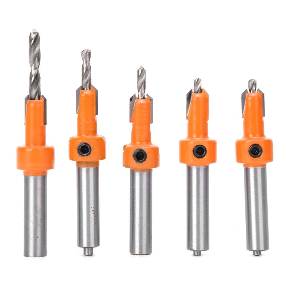 5pcs YG8 Alloy Countersink Drill Bit Surface Spray Treated Wood Screw Counter Sinker For Wood