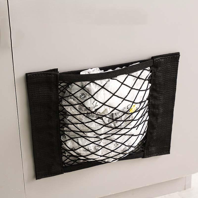 Double Velcro Elastic Mesh Pocket Wall-mounted Large-capacity Kitchen Rubbish Bag Storage Net