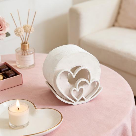 Hjärta Toalettpappershållare 3D-printad Fristående Toalettpappershållare Söt Kärlekshjärtan Toalettpappershållare för Badrum Alla Hjärtans Dag Dekoration