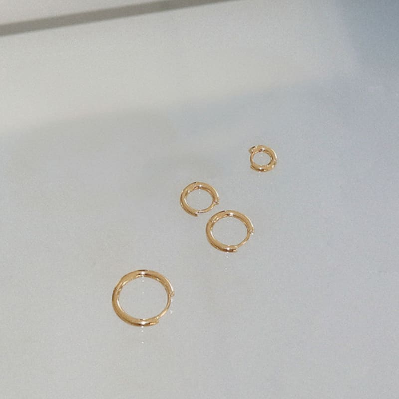 modernlike 14k gold-filled silver one-sided / classic ring one-touch earrings