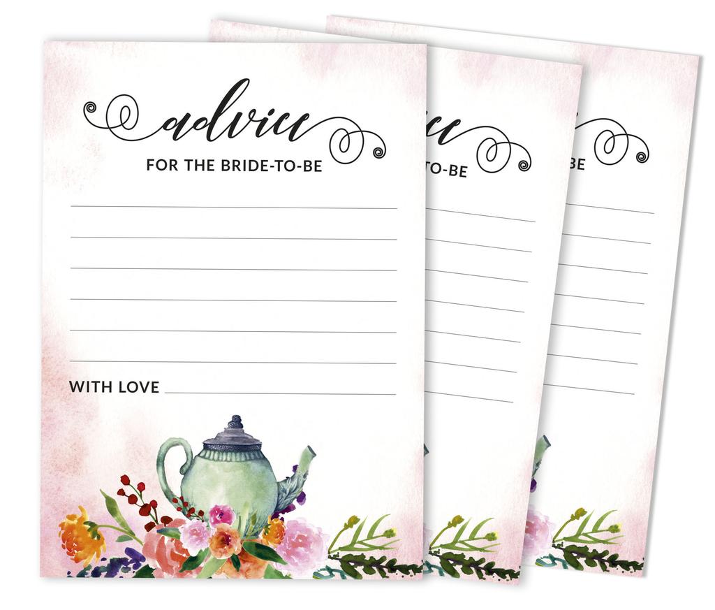 Inkdotpot Tea PartyA Advice And Wishes Set Of 50 Bridal Shower Advice Game