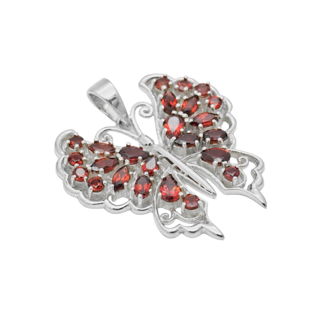 Natural Garnet Butterfly charm Pendant, 925 Silver Jewelry, Red Butterfly, Gift for  her