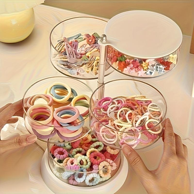 1pc Multi-layer 360 ° Rotating Jewelry and Makeup Organizer, Jewelry Storage Box, Transparent Dressing Table Headband, Hair Accessories Storage Box