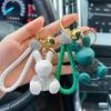 Cute Cartoon Diamond Studded Rabbit Car Keychain, Fashionable Woven Rope Keychain, Couple Bag Pendant Small Gift
