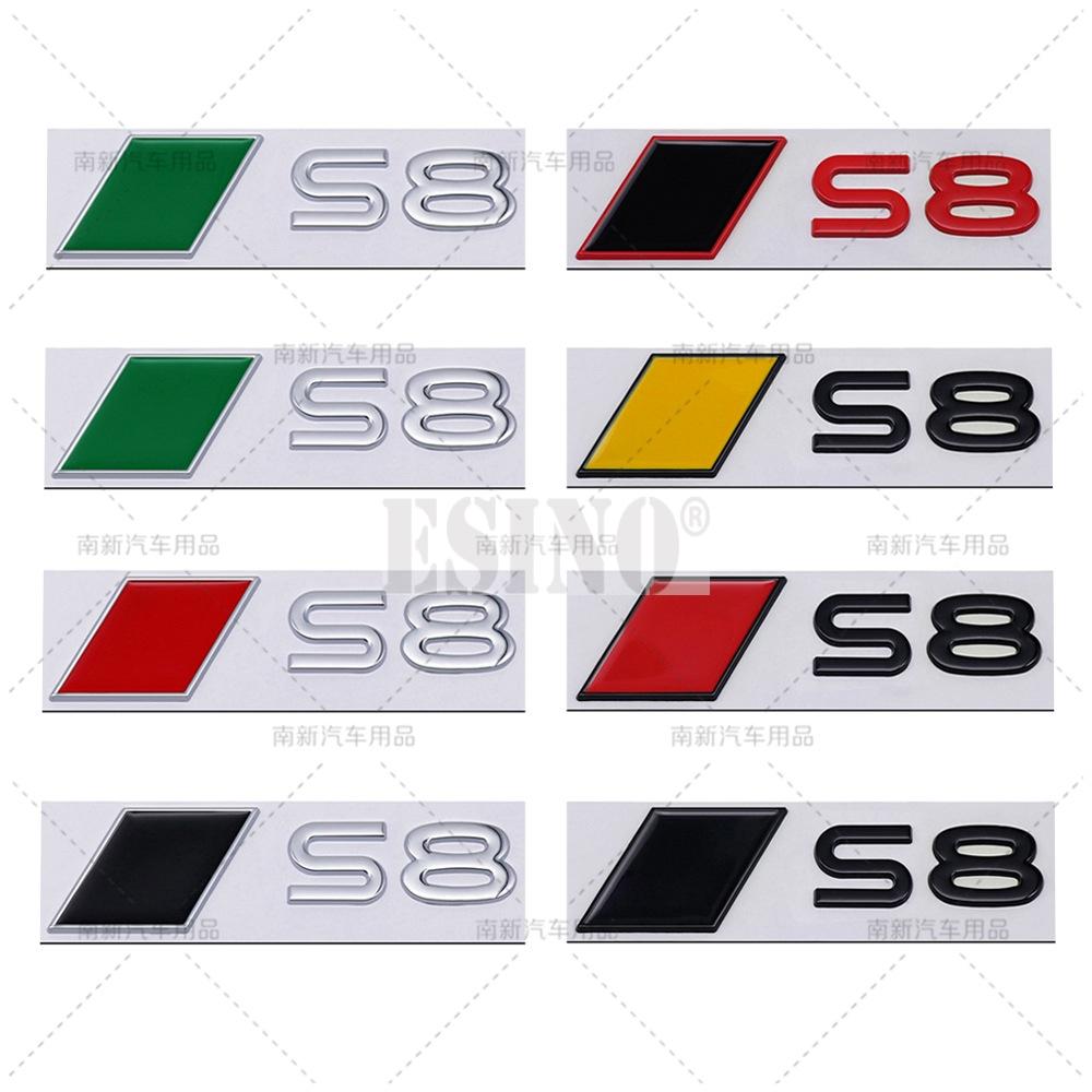 New 3D S8 Q8 SQ8 Adhesive Metal Alloy Emblem Car Body Rear Trunk Badge Auto Accessory For Audi S8 Q8 SQ8