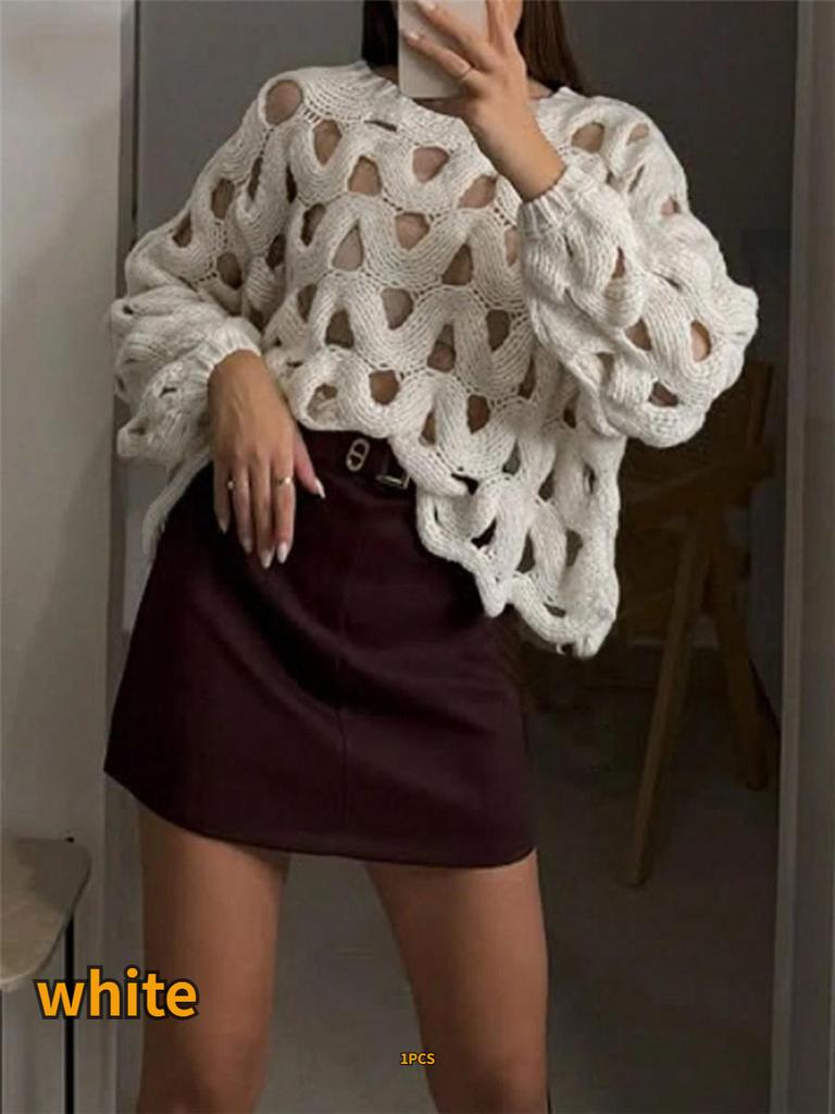 Cardigan Pulover Casual Tricotat cu Decupaje pentru Femei cu Mânecă Lungă