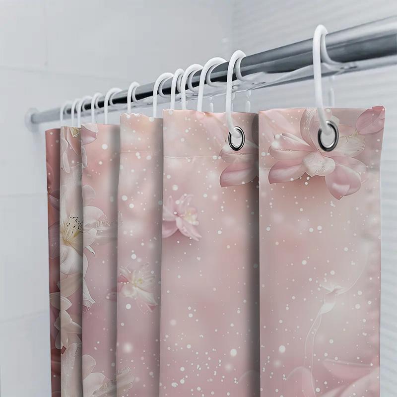Pink Floral Shower Curtain With Sparkling Effect Perfect For Bathroom Decor! (128 Characters)