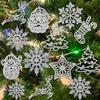 20Pcs Christmas Tree Decoration Hanging Ornaments Tree Snowman Reindeer Santa Snowflake Ornaments for New Year Winter Party