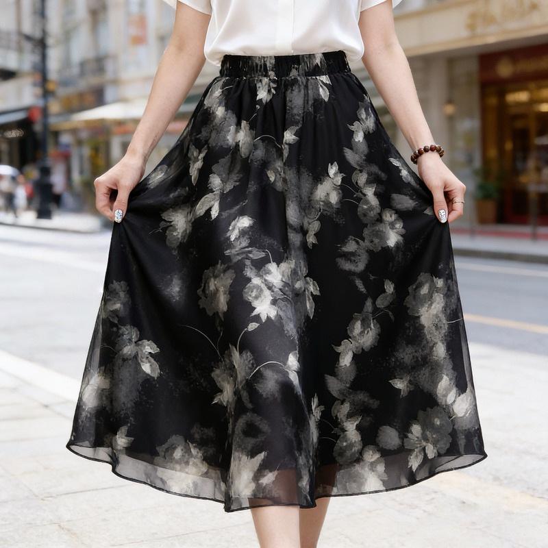 Double-layer Anti-See-Through Wide-Leg High-Waisted Women s Summer Pants with Korean Style, Loose Fit, and Drape. 5XL (141-150 kg)