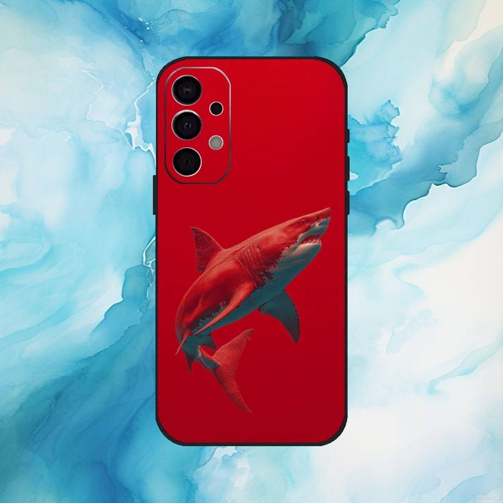 Fierce S-Shark Phone Case For Samsung S25,24,23,22,30,21,10,9,Ultra,Plus,Lite,FE,4,5 G Soft Black Case