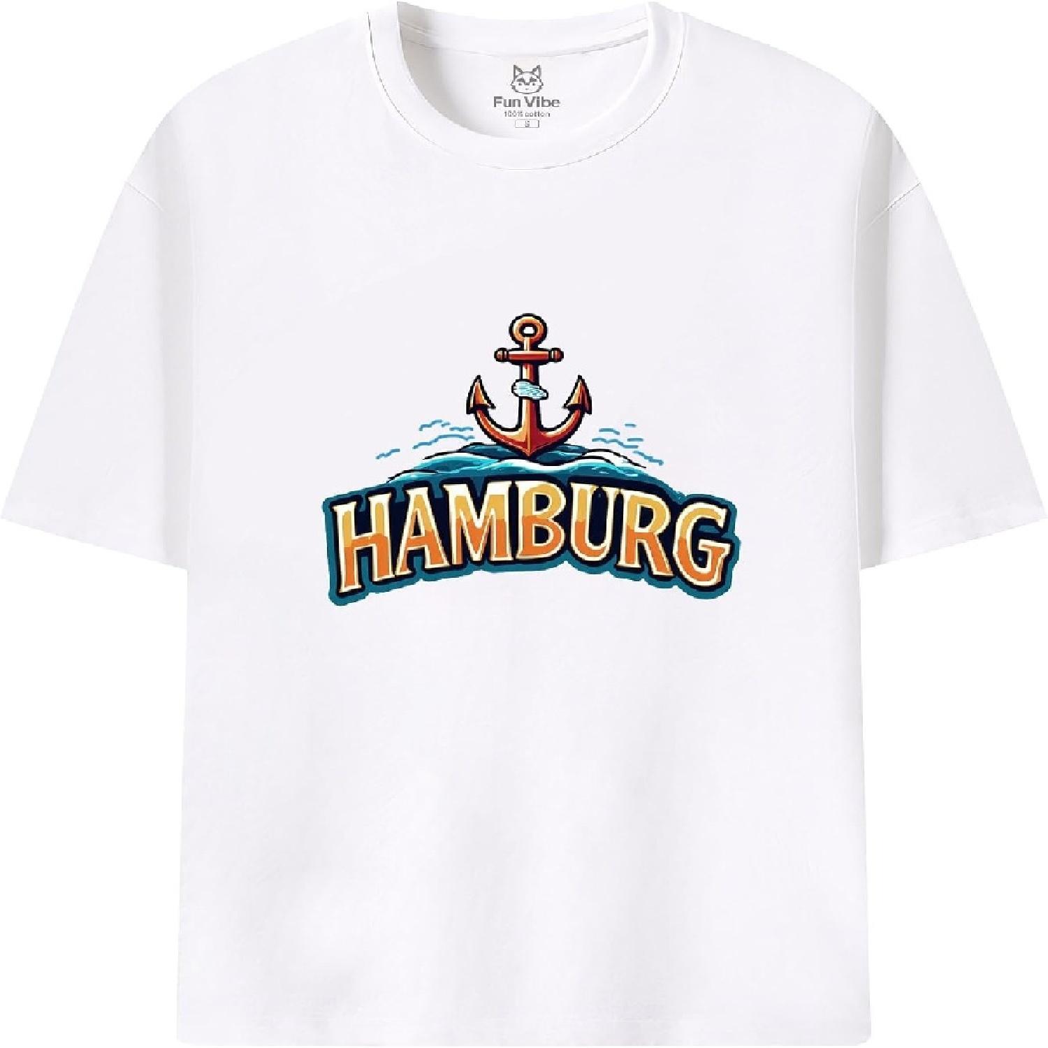 Fun Vibe Hamburg Anchor Print Cotton T-Shirt S