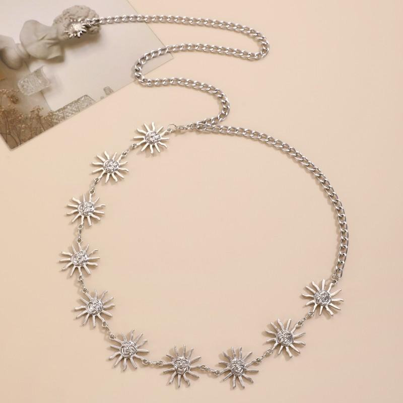 Metal Sunflower Smiley Waist Chain Belt Women Boho Body Jewelry Accessory