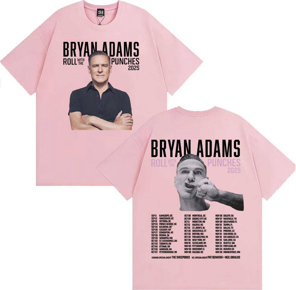 Bryan Adams Roll with The Punches Tour 2025 Album T Shirts Unisexs Clothing Fashion Hip Hop Oversized Cotton Tshirts Streetwear