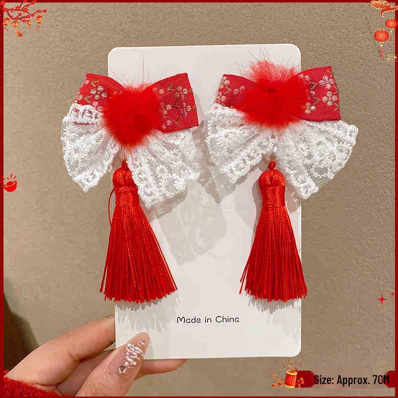 Chinese Style New Year Tassel Hair Clip for Girls