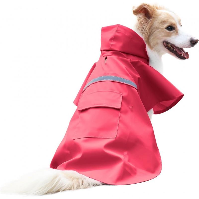 Pet Raincoat Dogs With Reflective Stripes Waterproof Hooded Cape Small To Large Breeds Golden Retriever