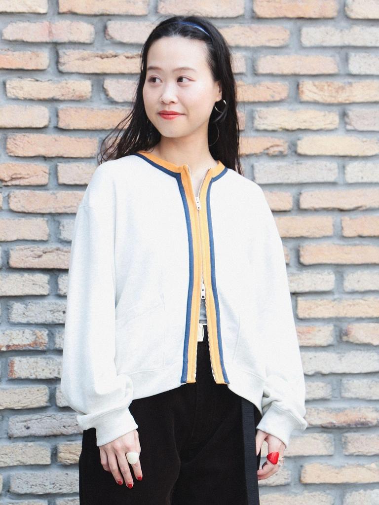 Beams Boy Women's Three-Tone Sweatshirt Cardigan In CHARCOAL.G, One Size