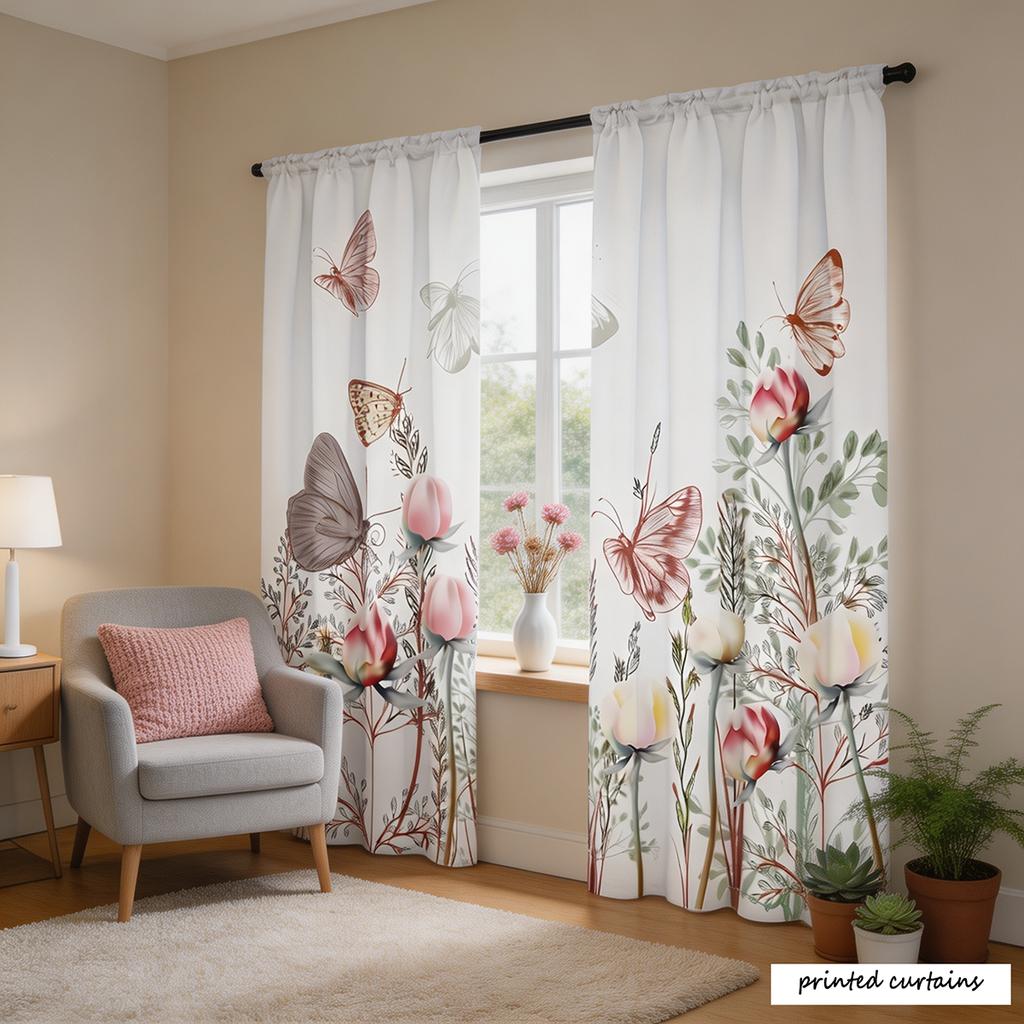 2 Pezzi Tenda in Garza con Motivo Floreale e Diamanti Dorati Asta Corta da Cucina Tasca Decorazione Caffetteria in Chiffon Adatta per Soggiorno