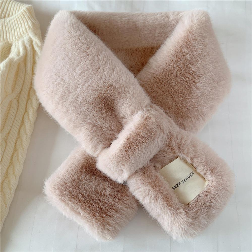 Faux Rabbit Fur Plush Scarf Fake Collar Pure Color Bib Retro Women Winter Scarves  For Girls