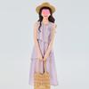 Women's 2025 Summer French Sleeveless Vest Cake Dress - Petite Holiday A-line Skirt, Loose Fit