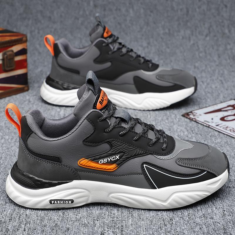 Men's Shoes 2024 New Autumn Mesh Breathable Non-slip Running Sneakers Thick-soled Heightening Black Versatile Dad Shoes