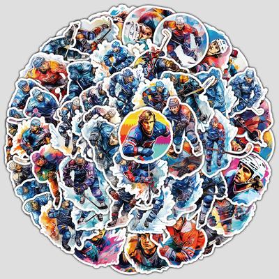 50 Sheets of Nordic-style Hockey Graffiti Stickers for Water Cups, Luggage, Waterproof Decorative Stickers, and Sports Stickers