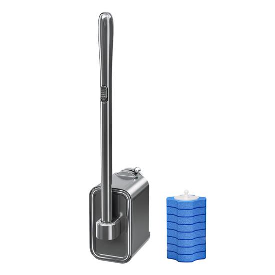 Disposable Toilet Brush Head with Sealed Odor-Proof Storage Bucket Wall-Mounted Ergonomic Handle Bathroom Brush Set