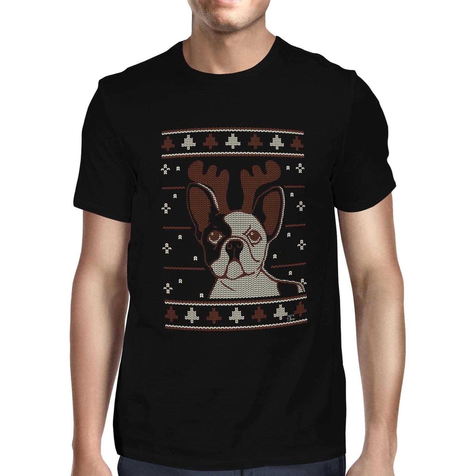 1Tee Mens Christmas Pug Wearing Reindeer Antlers  T-Shirt XL