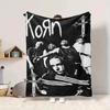 1Pc Korn Band Cross Symbol Blanket Soft And Comfortable Casual Warm Camping Travel Christmas Halloween Xmas Gift M928703