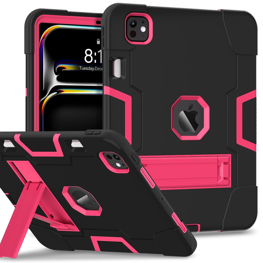 For iPad Pro 11 (2025)/11 (2024) Case Robot Style Silicone + PC Tablet Cover with Kickstand