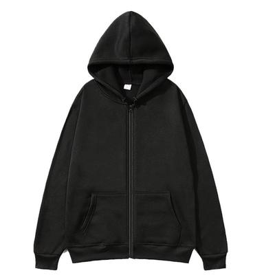 Cardigan Unisex cu Glugă și Fermoar, Culoare Solidă