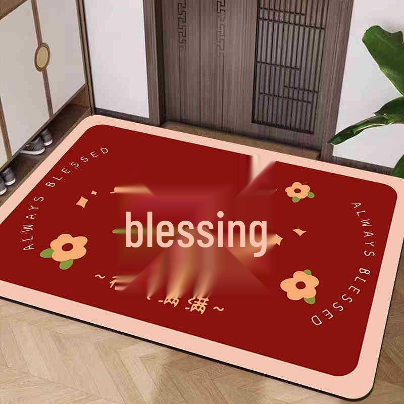 2026 New Year Red Non-slip Wear-resistant Entrance Door Mat Rug for Home and Hallway