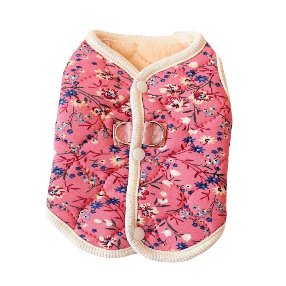 Fashion Puppy Vest Thickened Cute Teddy Bear Coat Floral Prints Winter Warm Pet Dog Clothes Winter Gift
