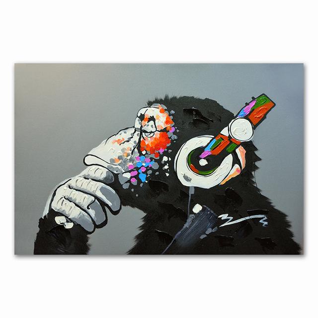Graffiti Cute Monkey Canvas Painting Colorful Printed Poster and Prints Painting Wall Pictures For Living Room Home Decorations No Frame