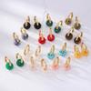 Natural Stone Bead Earrings Stainless Steel Ear Hooks Circle Ear Buckle Hoops Fashion Ear Jewelry Gift for Women Girls