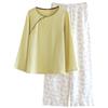 2026 Frühling und Herbst Neues Pyjama-Set 100% Baumwollkrepp Antiker Stil Einfach Langarm Lange Hose Zweiteiliges Hauskleidungs-Set