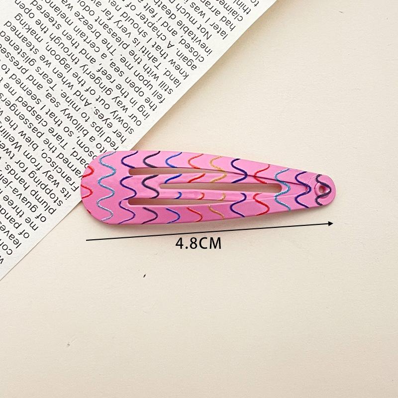 

New Printed Water Drop BB Clip Bangs Broken Hair Back of Head No Damage Hair Clip Forehead Side Clip Children s Hair Accessories Rose Red Striped Water Dr