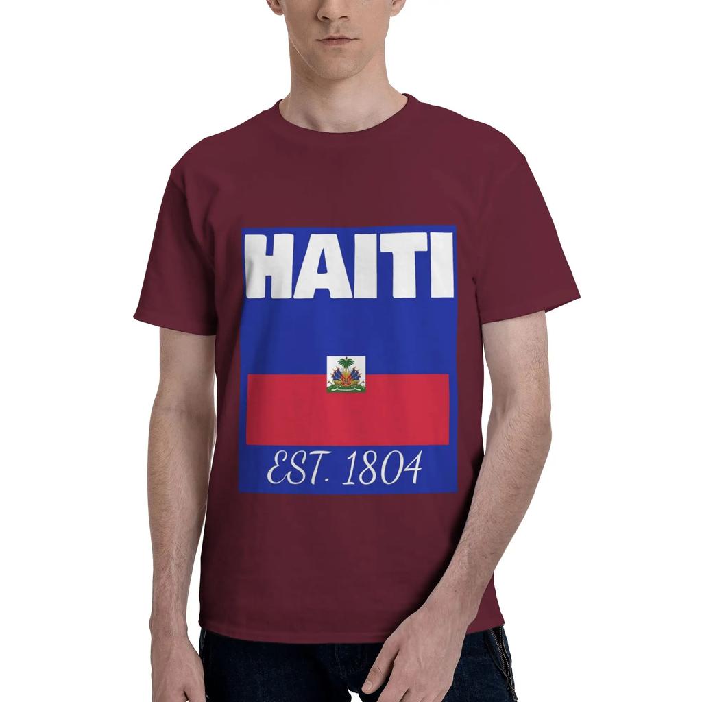 Haiti EST 1804 Independence Haitian Flag Merch 100 Cotton TShirt Mens Oversized T Shirts Men Crew Neck Short Sleeve S6XL