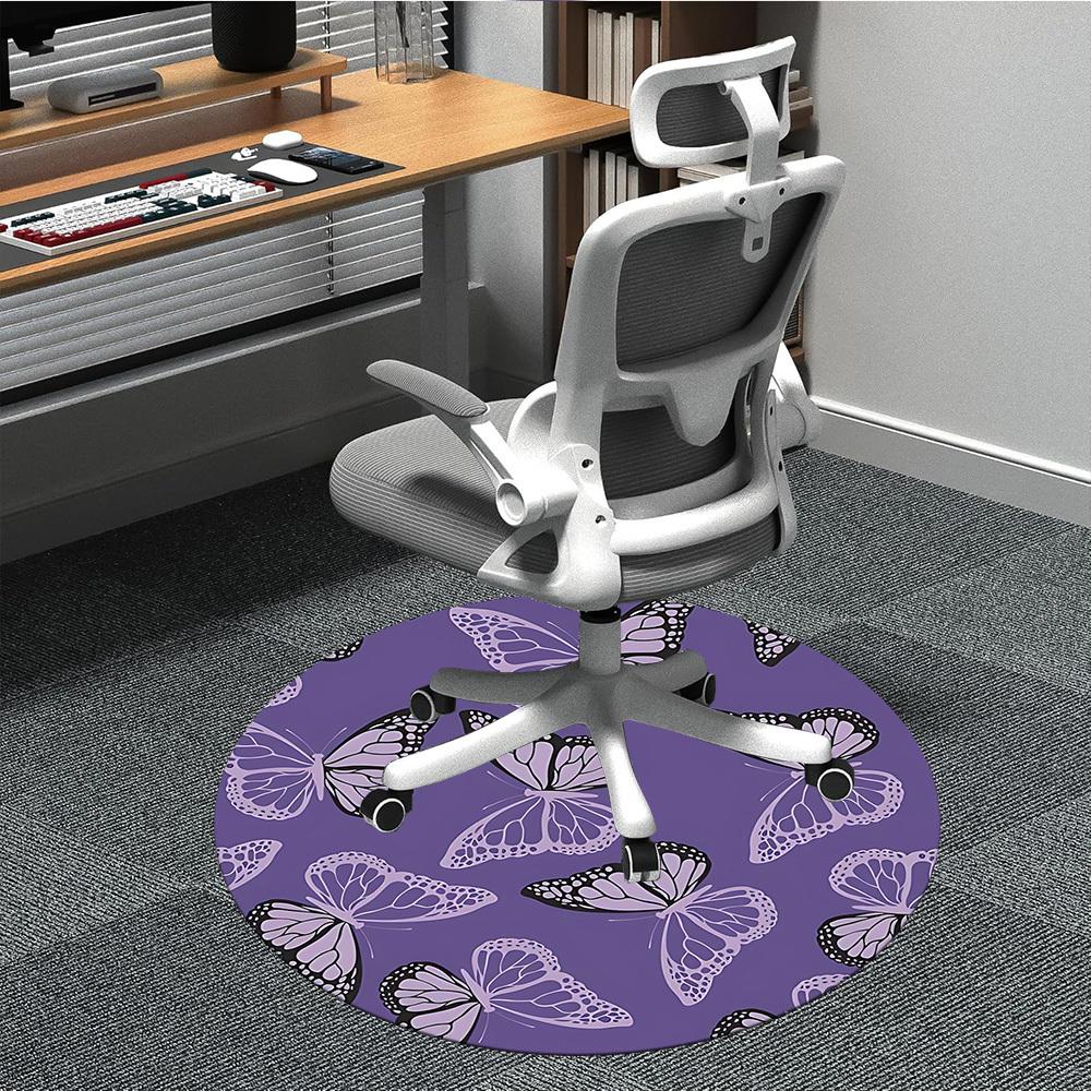 

1pc Butterfly Purple Pattern Chair Carpet for Office, Non-slip, Soft and Durable Office Rug for Decoration, Perfect for Office yy260105051 80cm by 80cm