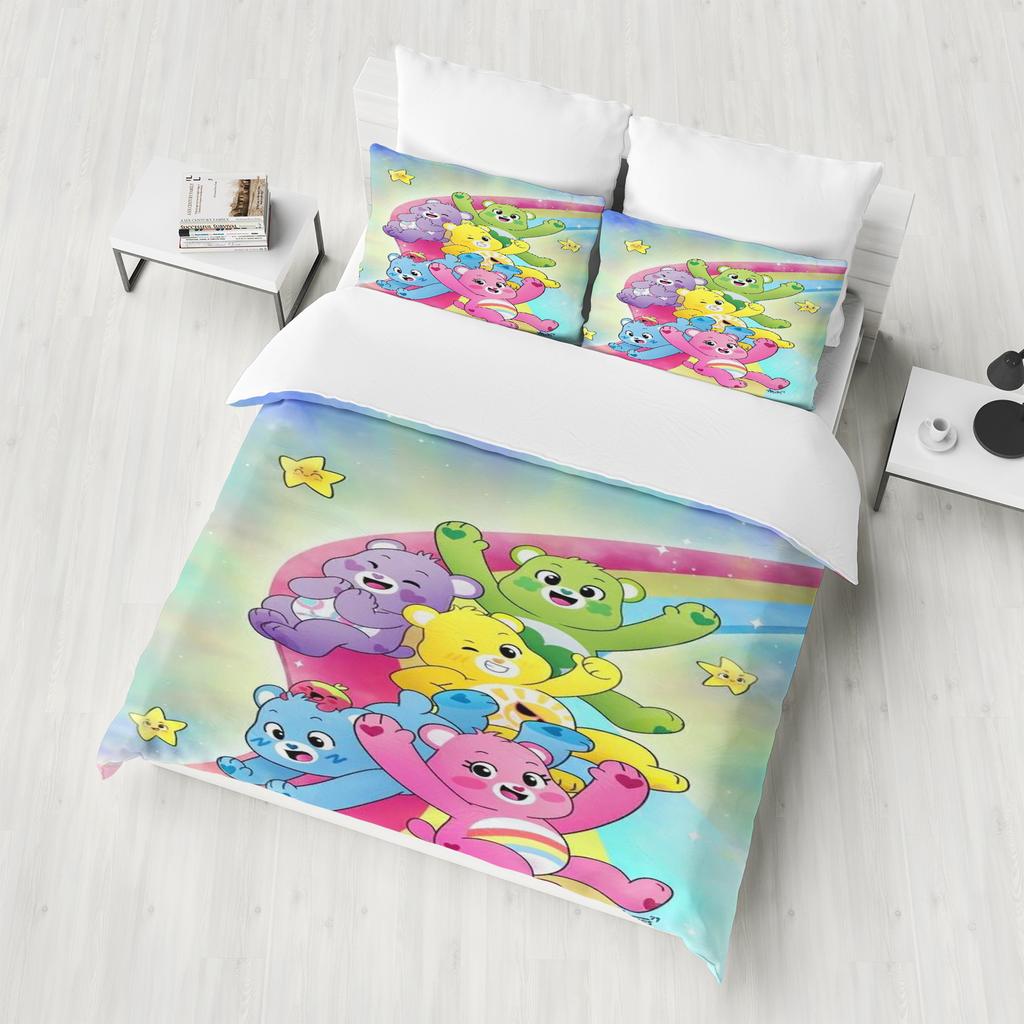 Care Bears Anime Bedding Set Duvet Cover 1009 Polyester Suitable For Children And Adults 3-Piece Set